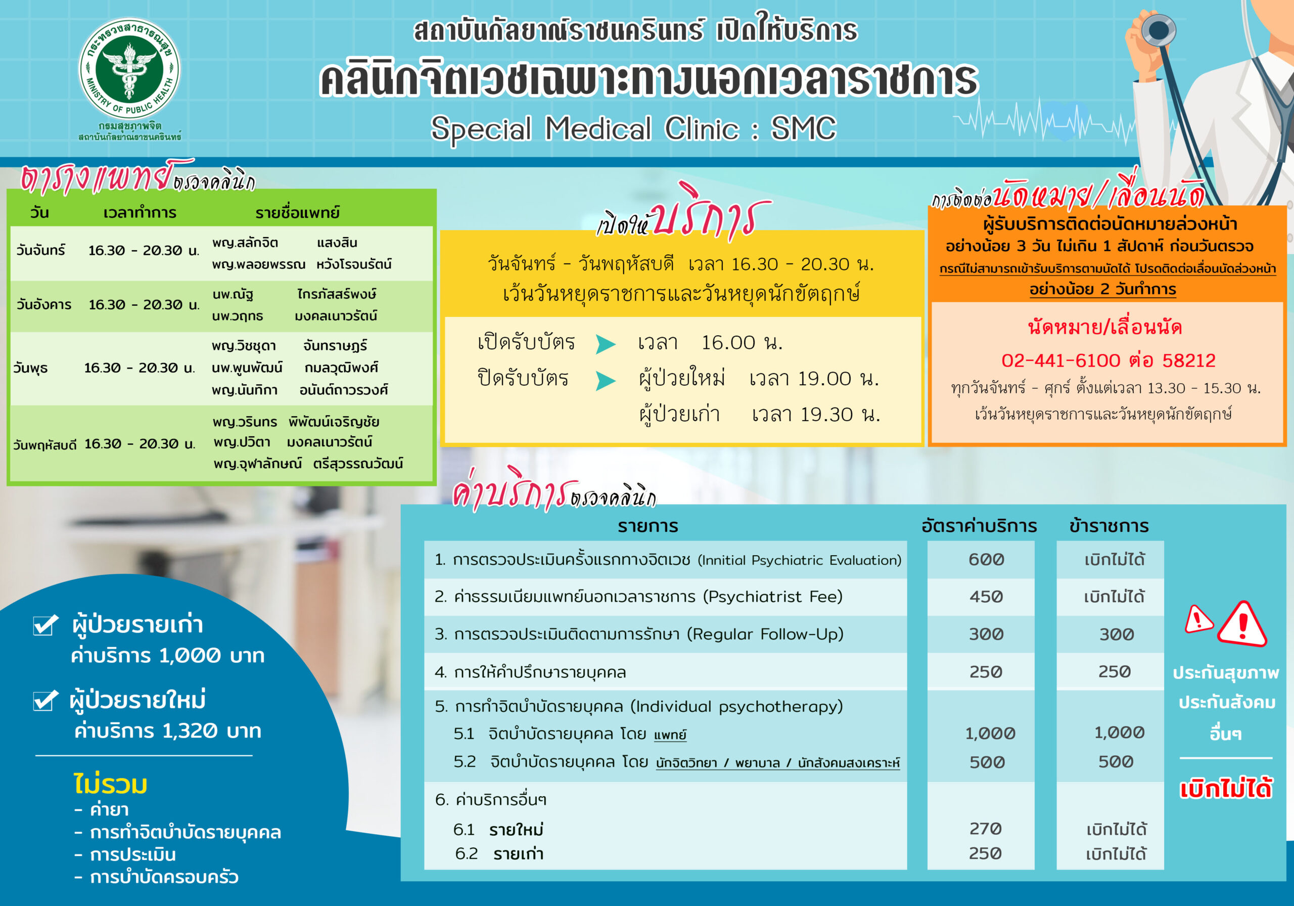 คลินิกจิตเวชเฉพาะทางนอกเวลาราชการ SMC