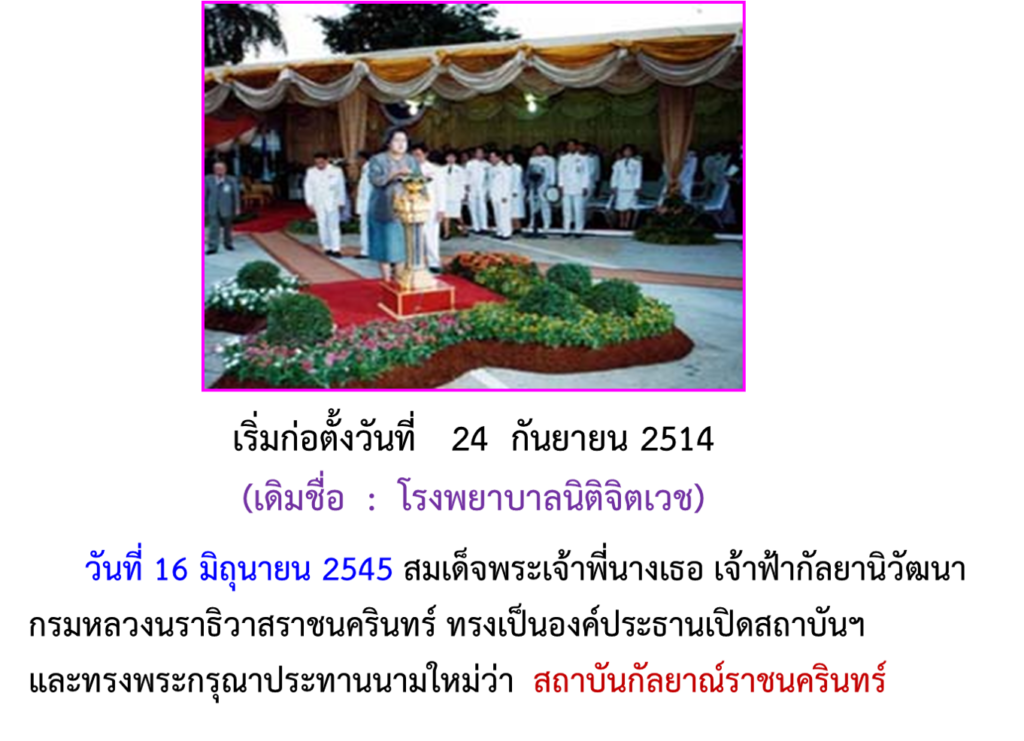 ประวัติสถาบันกัลยาณ์ราชนครินทร์